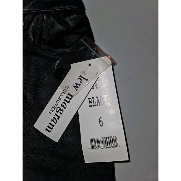 NWT Vintage Lew Magram 5 Pocket Leather Pants Black Lined Straight Leg Size 6 - Picture 6 of 10